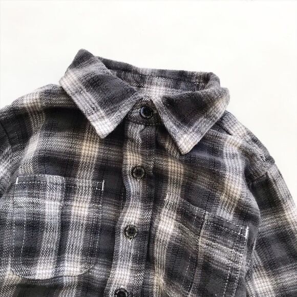BABygap gray/white plaid faux undershirt thick button down shirt VGUC 3T - Picture 2 of 6